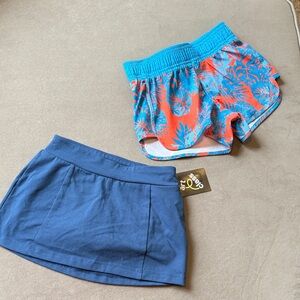 Blue and Orange Tropical Print Women Shorts